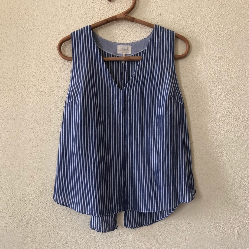Anthropologie Striped Open Back Blouse M
